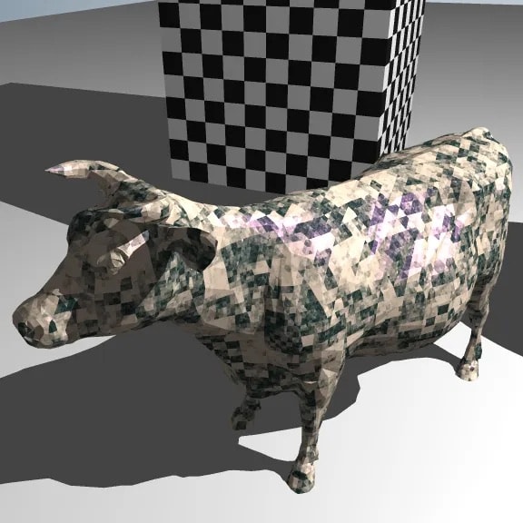 Crop of marble texture cow from previous scene with noise smoothing disabled.